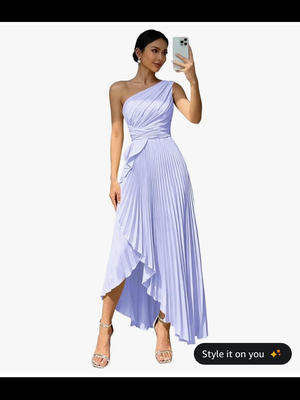 Amazon One-Shoulder Lilac Pleated Asymmetric Maxi Dress